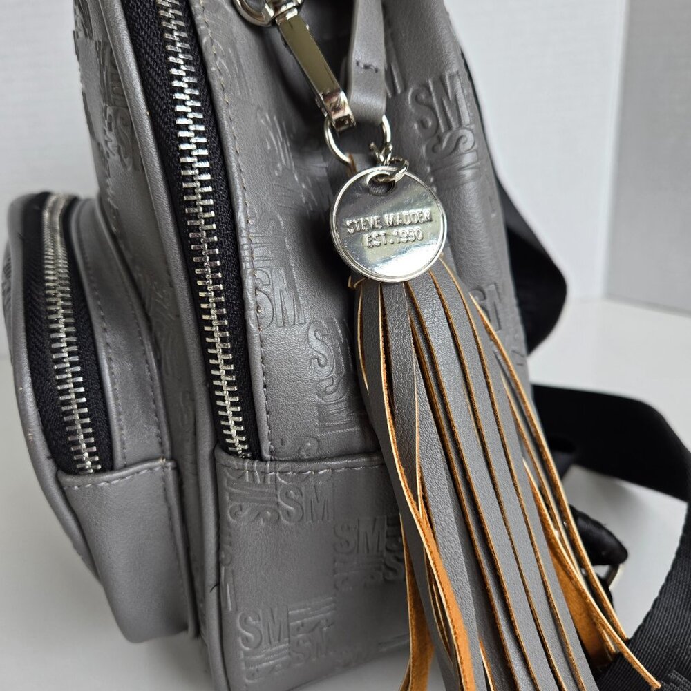 STEVE MADDEN Gray Embossed Small Backpack - Picture 3 of 6